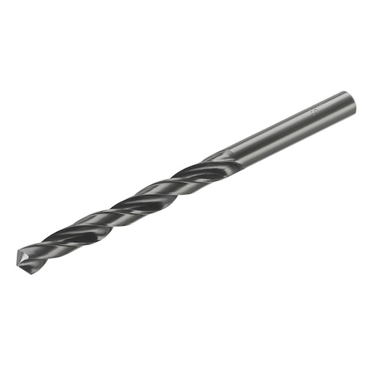 STANLEY STA50085 black metal twist drill bit, shown in side view on white background.