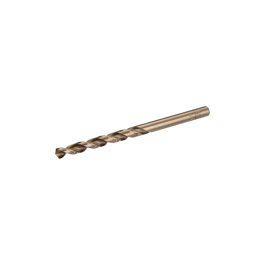 STANLEY STA50112 metal drill bit, straight shank, bronze color, side angle on white background.