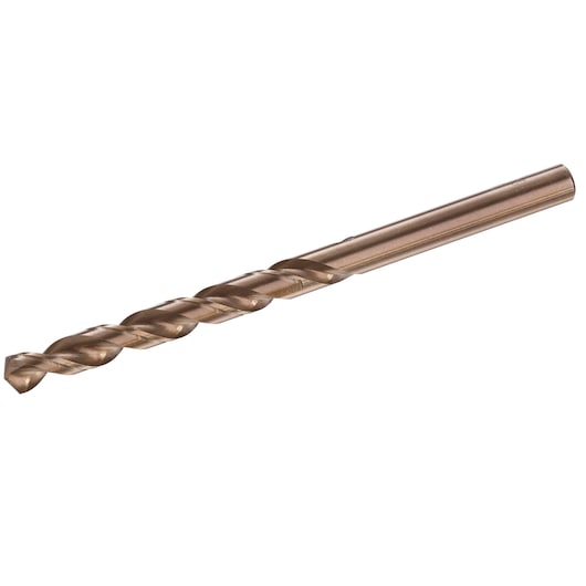 STANLEY STA50117 metal drill bit, bronze color, side angle photography on white background.