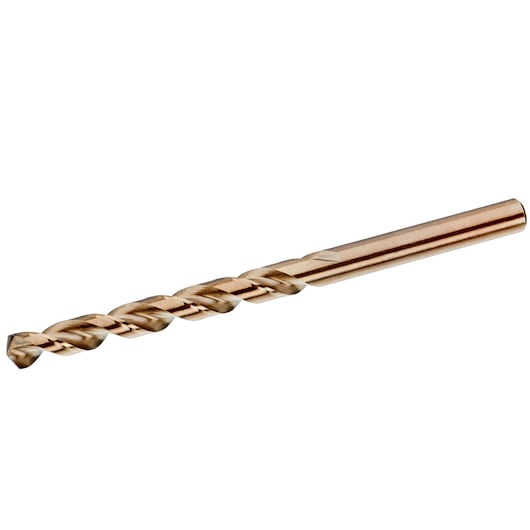 STANLEY STA50122 gold-tone twist drill bit, side angle on white background.