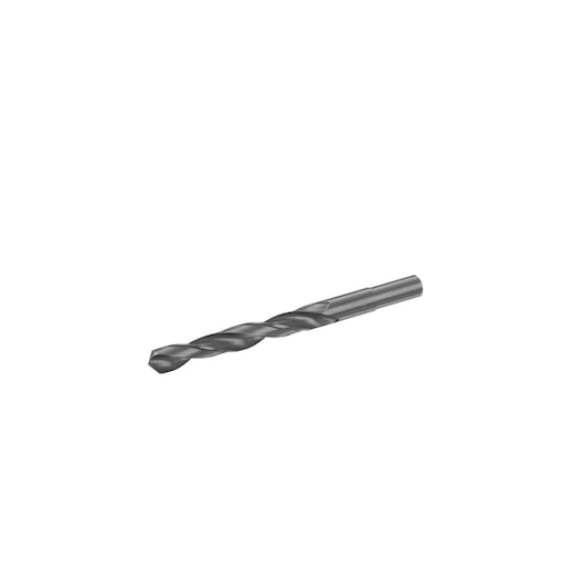 Photo of STANLEY STA50155 metal twist drill bit, side angle, silver finish, product photography.