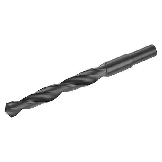 STANLEY STA50160 black metal drill bit, side angle, single twist design, photography of drill accessory.