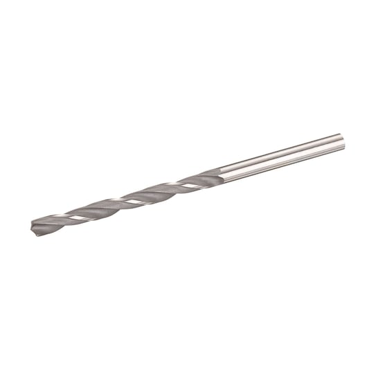STANLEY STA50706 metal drill bit, silver, standard spiral design, photography, angled view on white background.