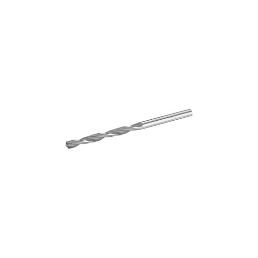 STANLEY STA50710 metal drill bit, silver, side angle, on white background.