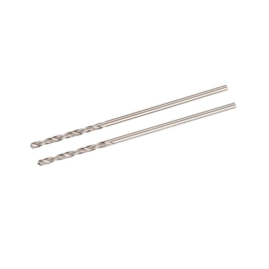 STANLEY STA51003 silver metal drill bits set, two pieces, flat lay on white background.