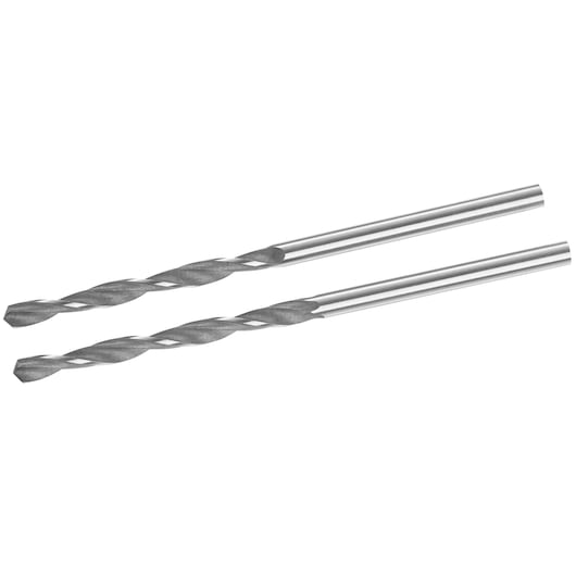 STANLEY STA51018 drill bits, set of two, silver metal, straight shank, front angle on white background.