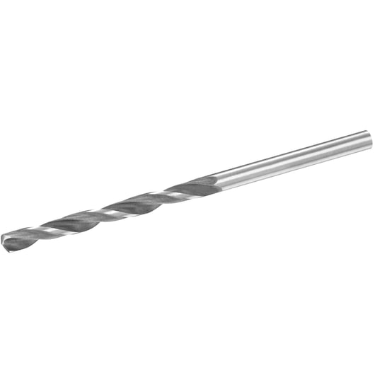 STANLEY STA51028 metal twist drill bit, silver, side angle on white background.