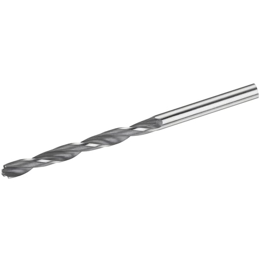 Photo of STANLEY STA51058 masonry drill bit, silver color, side angle, isolated on white background.