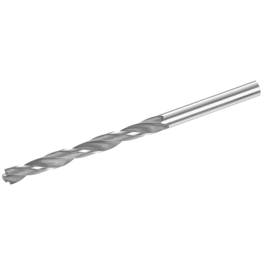 STANLEY STA51063 metal twist drill bit, silver, side angle on white background.