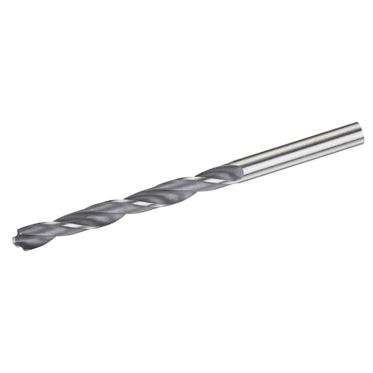STANLEY STA51068 metal twist drill bit, side angle, silver finish, photography on white background.