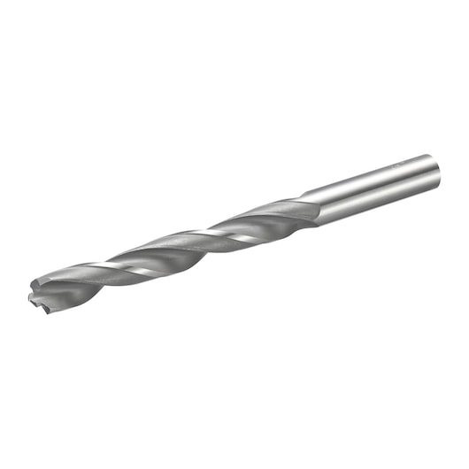 STANLEY STA51118 metal drill bit, side angle on white background, silver color, spiral design.
