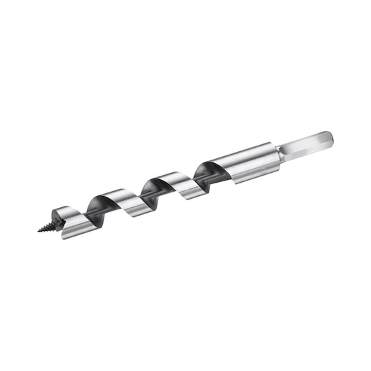 STANLEY STA52120 auger drill bit, silver metal, side angle photo on white background.