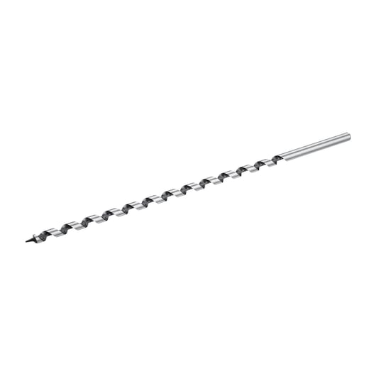 Photo of STANLEY STA52150 auger drill bit, silver, spiral design, side angle on white background.