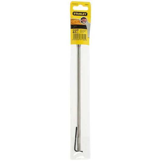 STANLEY STA52225 long steel pry bar in retail packaging, photographed from the front on white background.