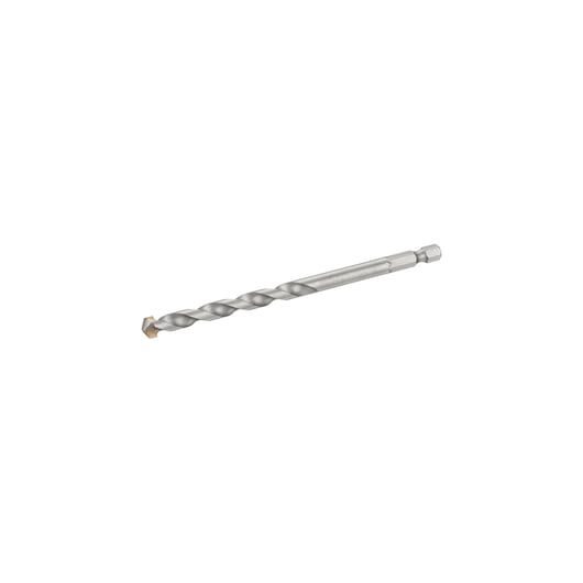 STANLEY STA53023 silver hex shank masonry drill bit, side angle, on white background.