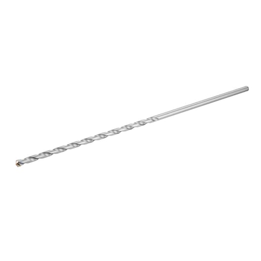 Photo of STANLEY STA53170 masonry drill bit, silver, spiral design, side angle on white background.