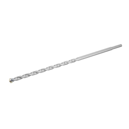 Photo of STANLEY STA53185 masonry drill bit, silver, spiral design, side angle on white background.