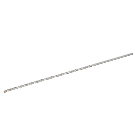 STANLEY STA53211 long silver rotary hammer drill bit, spiral flute, side angle, white background.