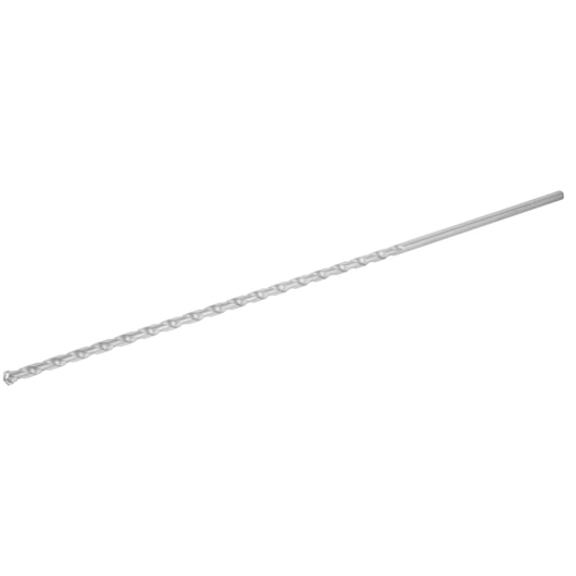 STANLEY STA53420 long silver masonry drill bit, spiral flute design, side angle on white background.