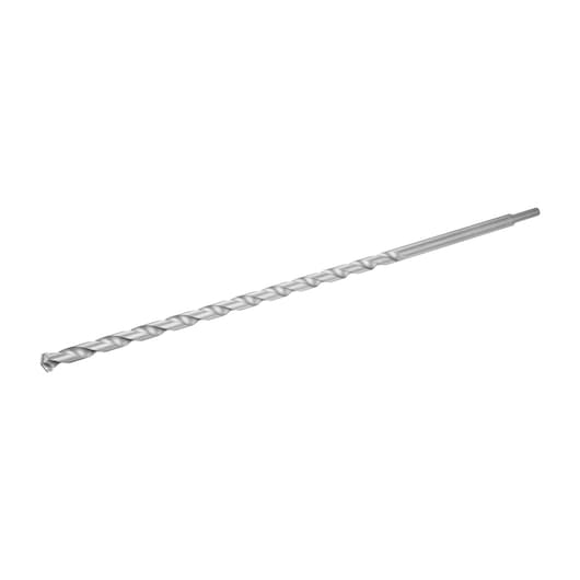 STANLEY STA53430 long silver masonry drill bit, side angle on white background.