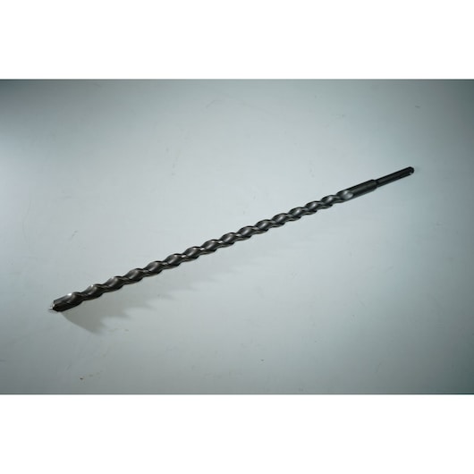 STANLEY STA54127 long spiral drill bit, black metal, side angle on white background.
