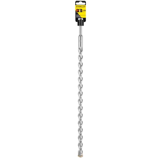 STANLEY STA54132 masonry drill bit silver, straight view, twisted flute design, product on white background.