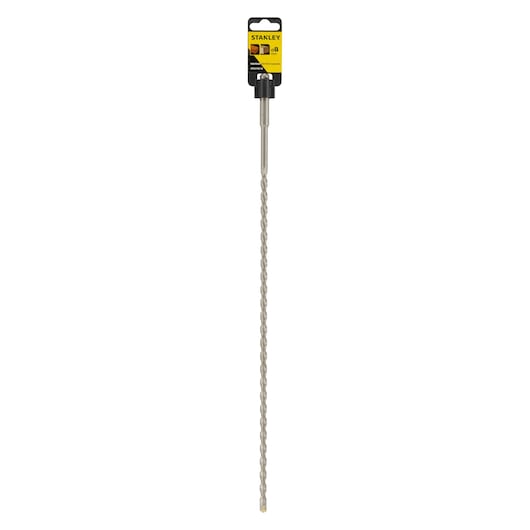 STANLEY STA54192 masonry drill bit, silver color, long twisted shaft, front angle on white background.