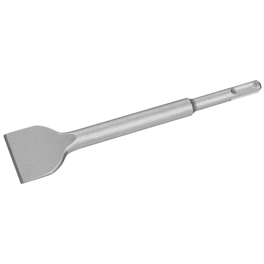 STANLEY STA54412 flat SDS chisel, silver metal, photographed on white background, tool accessory.