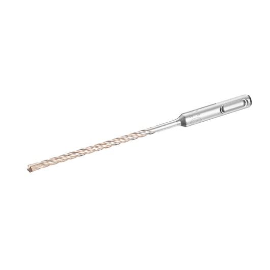 STANLEY STA54520 masonry drill bit, silver, spiral flute, straight angle, isolated on white background.
