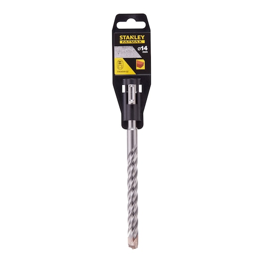 STANLEY STA54544 masonry drill bit, silver color, 14mm diameter, front angle on white background.