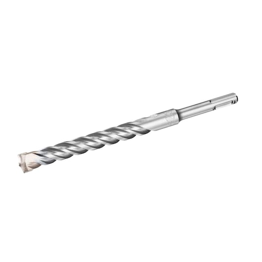 STANLEY STA54546 silver masonry drill bit, spiral design, side angle on white background.