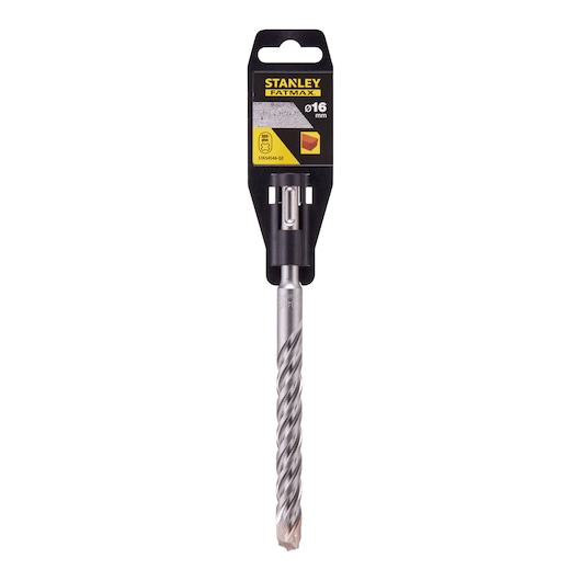 STANLEY STA54546 masonry drill bit in packaging, front angle, silver spiral design, FATMAX series.