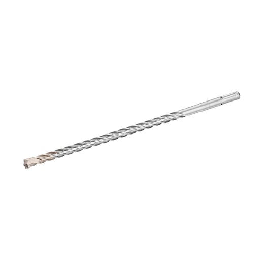 Photo of STANLEY STA54563 silver masonry drill bit with spiral flute, side angle, on white background.