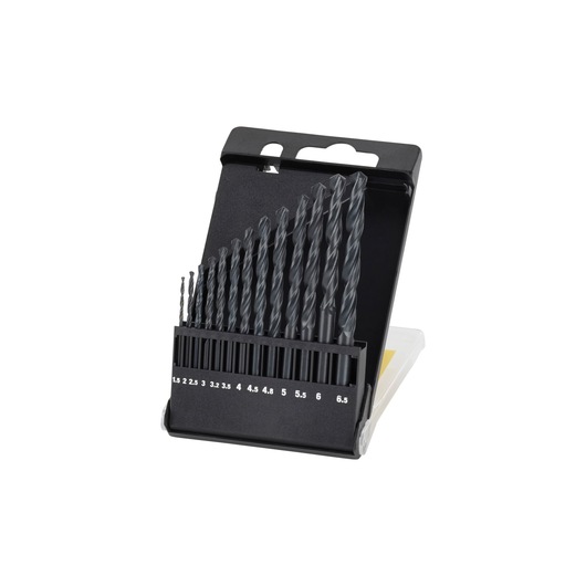 STANLEY STA56015 drill bit set in black case, assorted sizes, front angle on white background.
