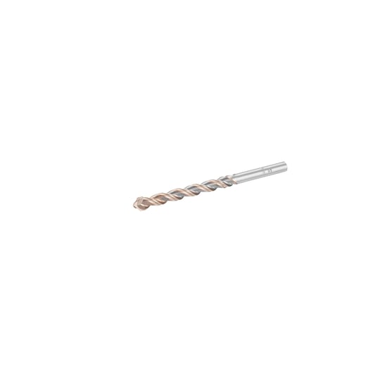 STANLEY STA58007 masonry drill bit, silver and copper, side angle on white background.