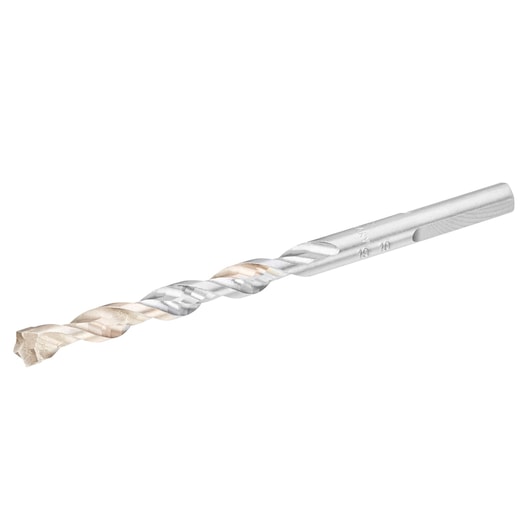 STANLEY STA58508 silver masonry drill bit, angled side photography on white background.
