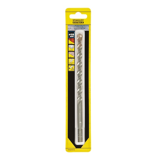 STANLEY STA58705 masonry drill bit in yellow and black retail packaging, front angle on white background.