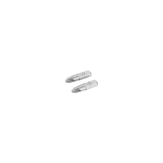 Photo of two STANLEY STA61041 Phillips screwdriver bits, silver color, flat lay angle.