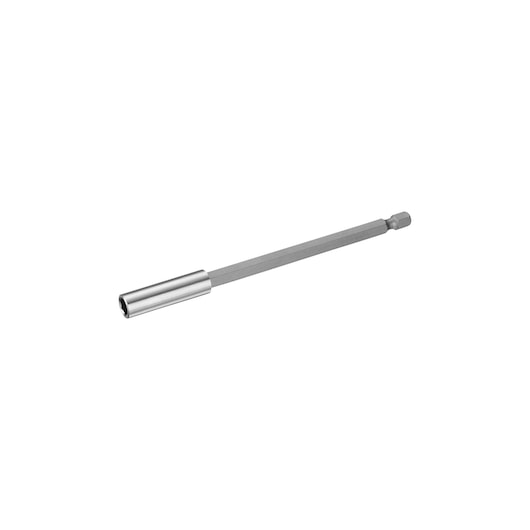 STANLEY STA61400 hex magnetic bit holder, silver, straight angle, on white background.