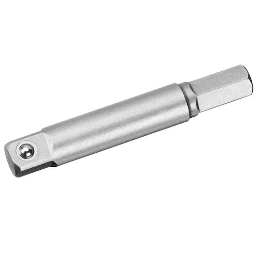 STANLEY STA61460 silver hex socket adapter, photographed at angle on white background.