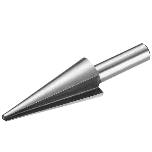STANLEY STA66115 step drill bit, metal, cone shape, right-side angle on white background.