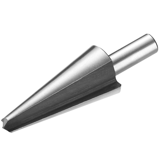 STANLEY STA66125 silver step drill bit, photography, angled view on white background.