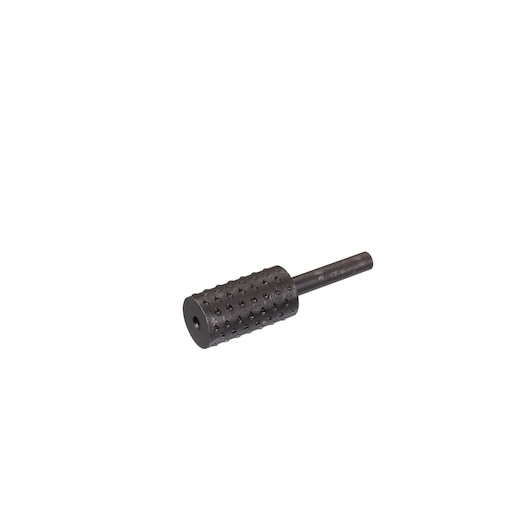 STANLEY STA66155 black cylindrical rotary rasp tool, side angle, on a white background.