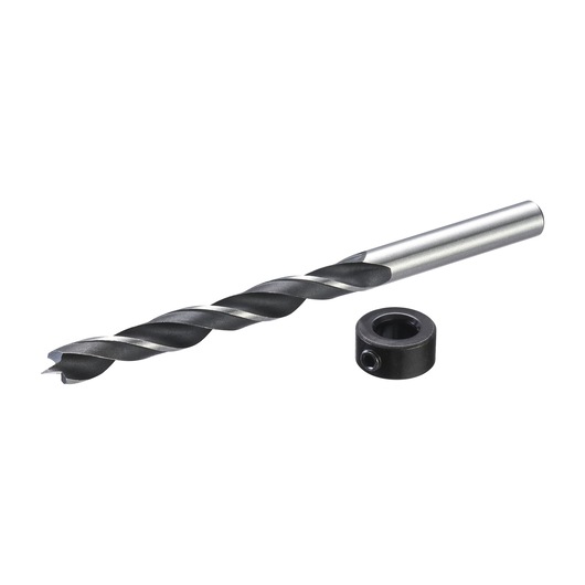 STANLEY STA66381 drill bit and depth stop, black and silver, product photo, side angle.