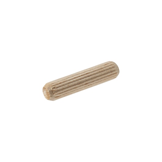 STANLEY STA66433 wooden fluted dowel pin, product photography, angled on white background.