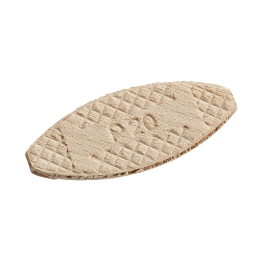 STANLEY STA66502 wooden biscuit joiner, oval shape with textured pattern, close-up on white background.