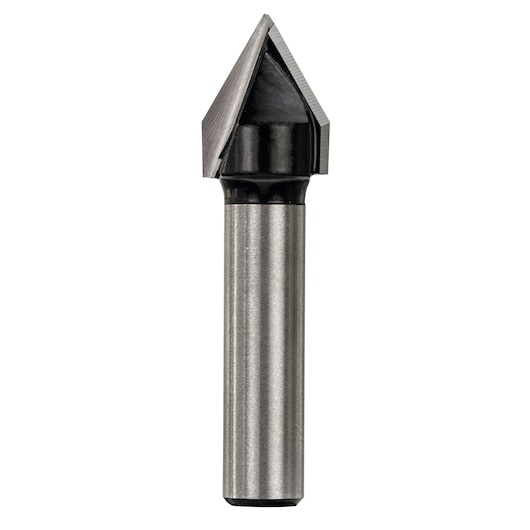 Photo of STANLEY STA80307 countersink drill bit, silver and black, upright on white background.