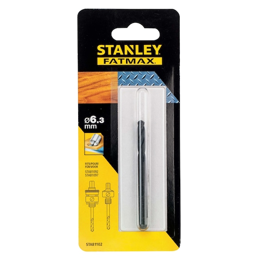 STANLEY STA81102 drill bit 6.3 mm in retail packaging, front view on white background.