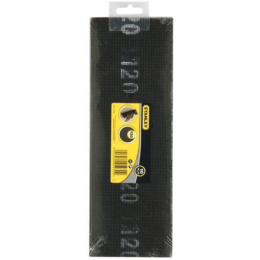 STANLEY STHT0-05930 mesh sanding sheet pack, 120 grit, rectangular, front view on white background.