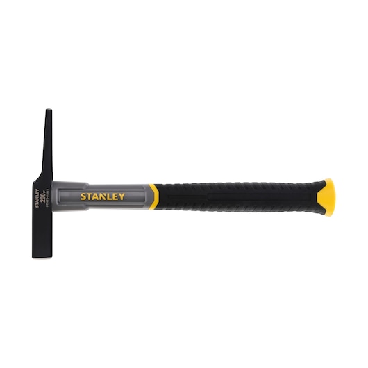 STANLEY STHT0-51911 chipping hammer with black and yellow handle, side view, on white background.